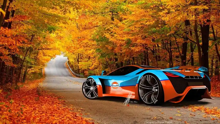 酷法拉利超级跑车在秋季 壁纸 - 2560x1440 qhd高清