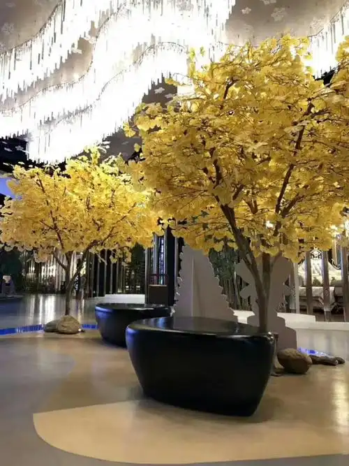 一木代传仿真银杏树大型室内装饰假树许愿树黄色婚庆酒店餐厅橱窗装饰
