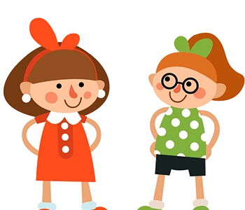 两个小女孩面对面卡通图案