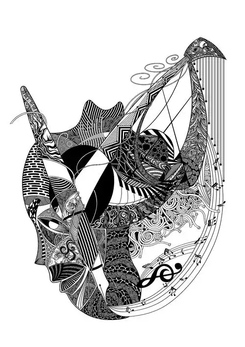 黑白创意绘画职业