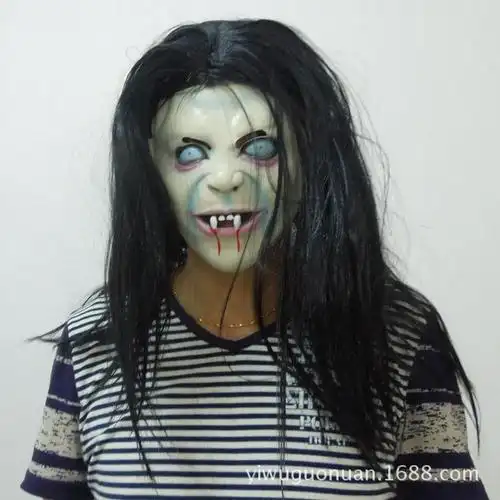 万圣节恐怖咒怨贞子面具鬼怪搞笑头套 黑发魔女僵尸鬼道具批发