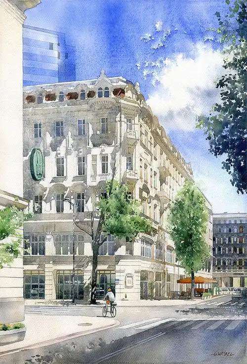 每一幅作品中都描绘出了其建筑的特征,比如高大,金碧辉煌