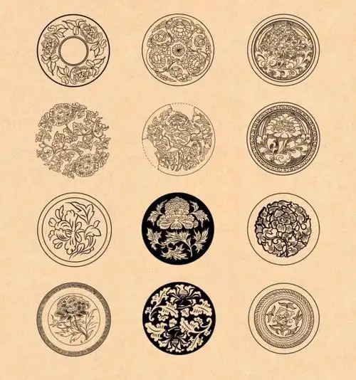 牡丹纹 中国传统纹样图案线稿临摹