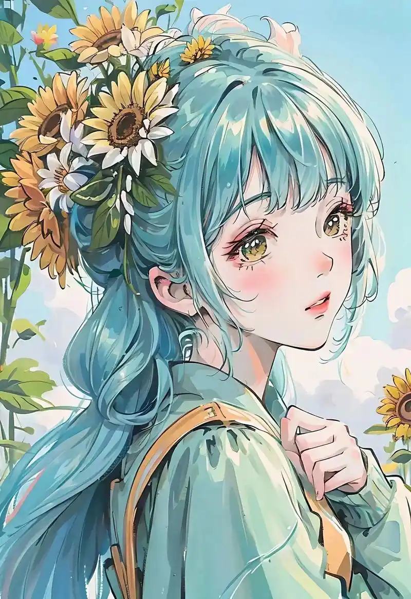 漫画女孩,向日葵少女.她的笑容像是阳光,温暖了所有人的心房 - 抖音