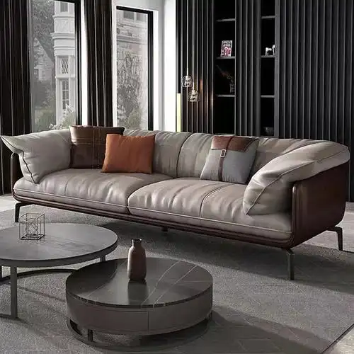 意式真皮皮沙发客厅北欧简约现代轻奢头层牛皮小户型羽绒三人组合