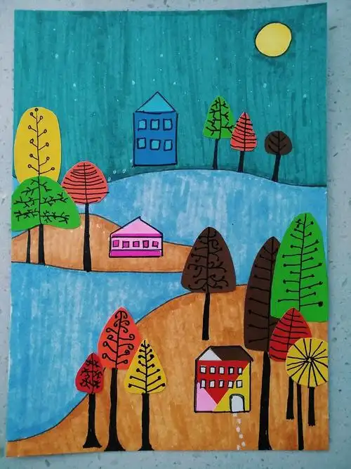 一年级美术剪贴画拼贴画彩色卡纸拼贴