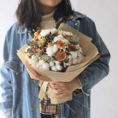 速发木棉花新娘婚礼手捧花束干花家居装饰摆件插花生日送花领证结