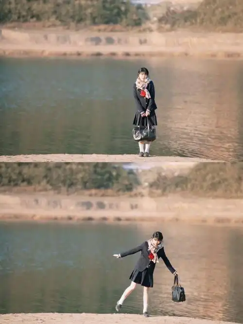 20度的冬天在水库边拍照满满的氛围感