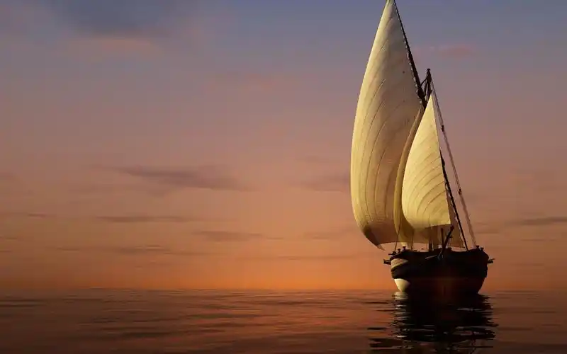 唯美夕阳下的帆船素材电脑桌面壁纸图片