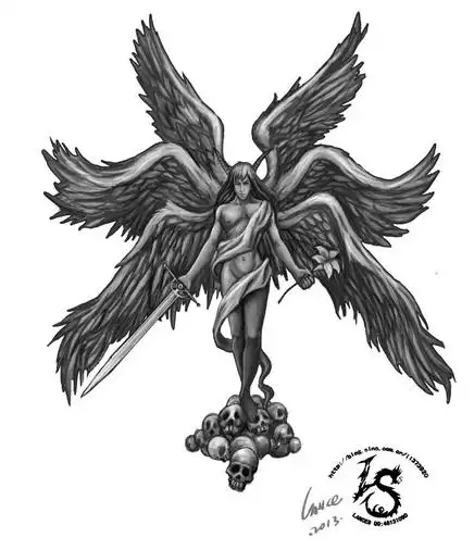 襄阳纹身东方印记介绍六翼天使纹身图案的含义