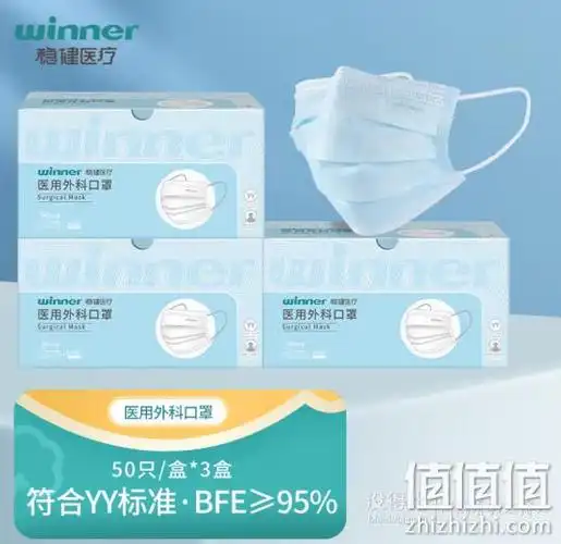 winner稳健医疗外科口罩一次性50只盒3盒