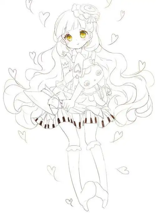 绘画素材分享线稿分享第2期新手练习动漫萝莉风少女线稿84p