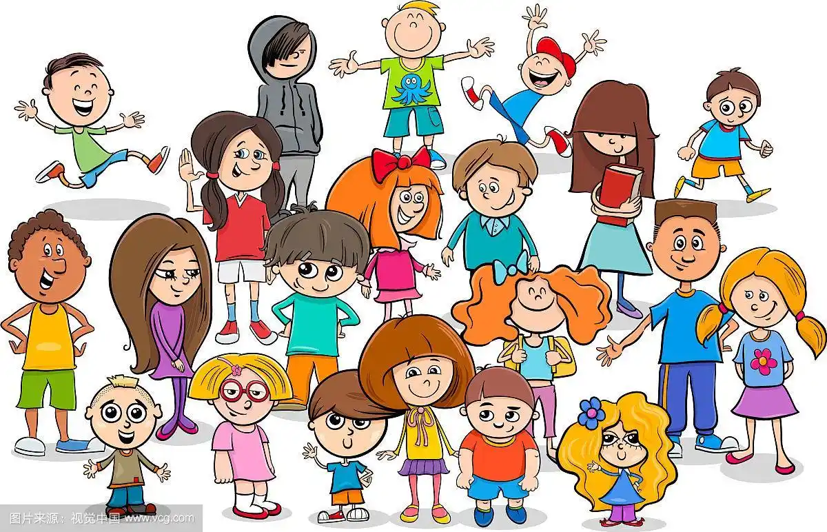 有趣的儿童卡通人物群