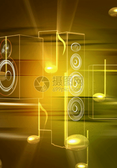 金色动感音符音响高清h5动态背景