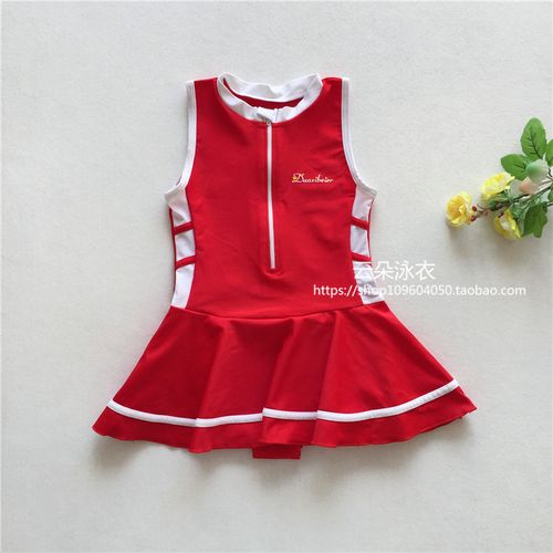 出口日本儿童泳衣女童连体中小童可爱公主裙式女宝宝温泉游泳衣