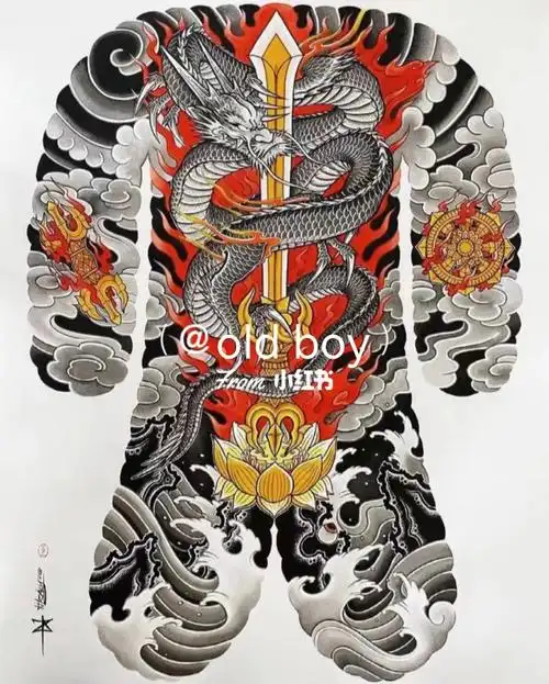 到更多国内外优质的网图#北京纹身#日式老传统纹身#龙纹身  #满背龙