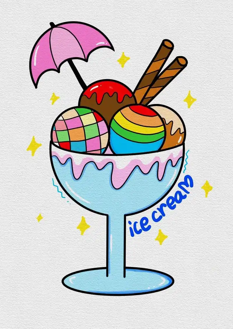 夏日冰饮|美味的冰淇淋97.#简笔画 #想画就画 #可爱到爆 - 抖音
