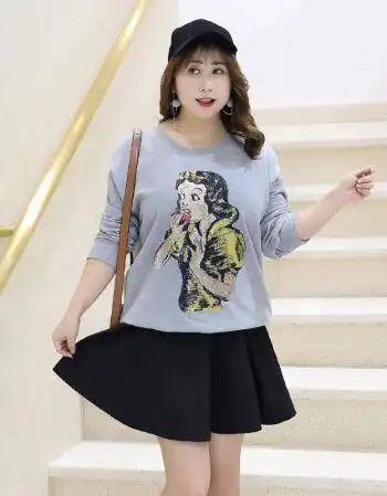 夏尔维纳2018秋季大码女装200斤胖妹妹韩版卫衣白雪公主可爱减龄上衣