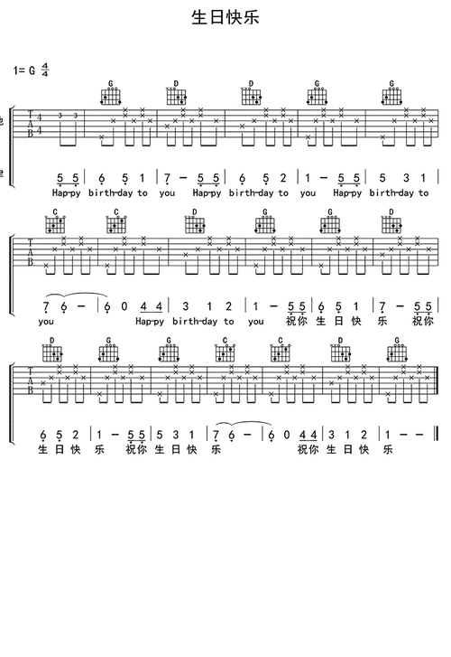 祝你生日快乐吉他谱
