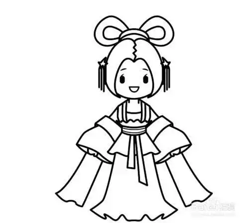 图片大全彩色温柔可爱的古代女子简笔画古代女孩简笔画怎么画图解女孩
