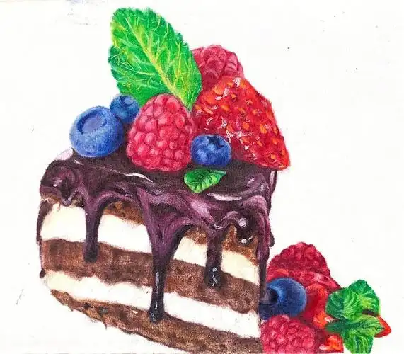 美味的蛋糕彩铅画打卡2330张