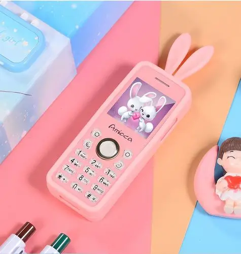 儿童移动电信直板按键迷你男女学生戒网可爱卡通4g小手机 粉色联通