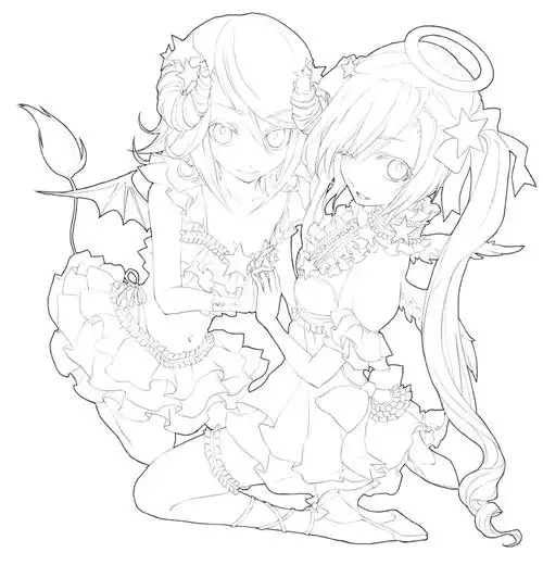 动漫女女线稿同人线稿动漫素材绘画练习素材144张