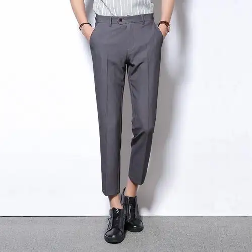 春夏九分裤时尚男裤商务修身小脚裤子男韩版潮流男士西裤9分裤