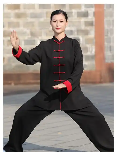 武极堂中式休闲太极服男太极拳武术表演练功服装女棉麻春秋冬季劲武