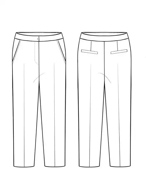 服装款式图裤子款式图直筒西装裤裤型