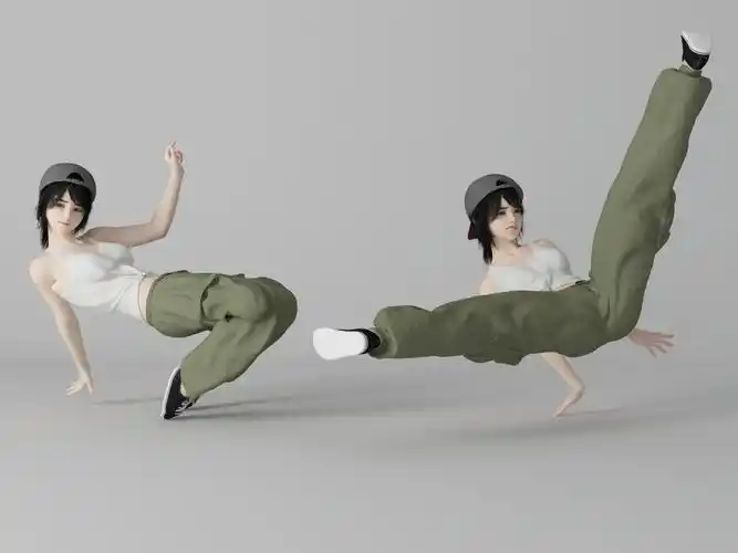现代风格街舞美女人物3d模型