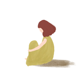 孤独坐着的小女孩侧面设计