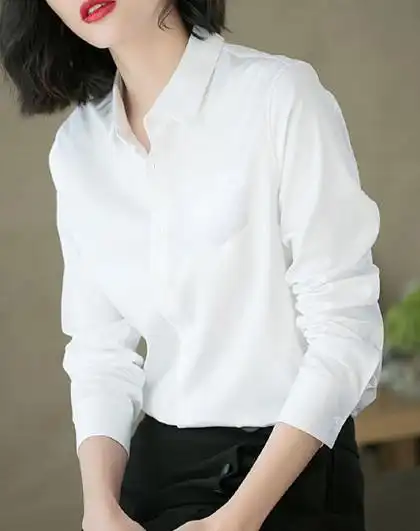 2018秋冬新款女款衬衫女士衬衣白色衬衫女百搭小翻领简约时尚女式衬衫