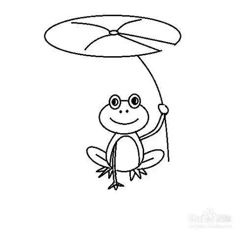怎么画打荷叶伞的青蛙