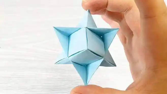 解压玩具折纸 吹气就能旋转的立体六角星折纸 简单有趣的手工折纸