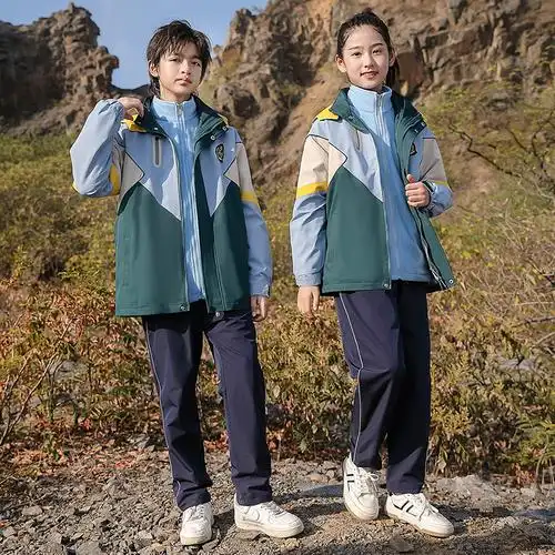 小学生校服冲锋衣三件套可拆卸儿童班服冬季套装幼儿园园服春秋装