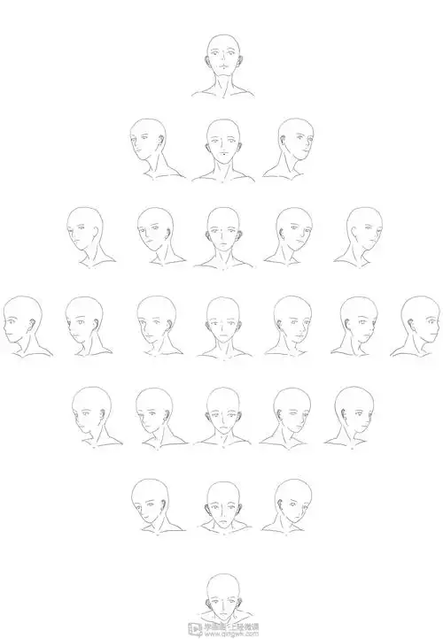 日系厚涂头部结构特殊角度线稿