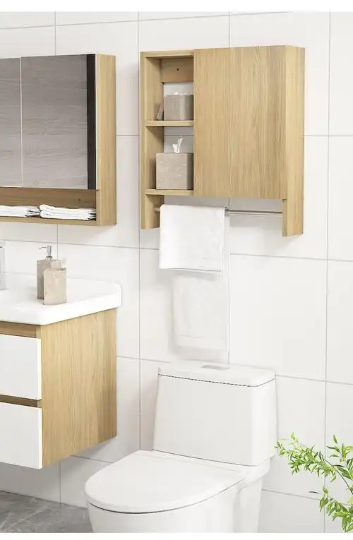 柜后柜卫生间收纳柜实木边侧柜厕所储物柜壁挂吊柜马桶柜吊柜金边全白