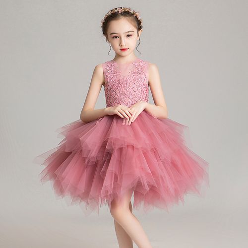 女童公主裙蓬蓬纱儿童晚礼服小孩花童生日婚纱舞台走秀表演服高端
