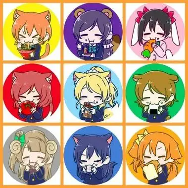 可爱动漫团头九人多人卡通动漫头像