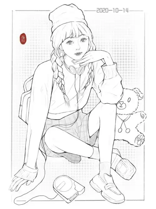 26100女生全身线稿