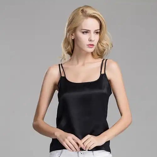 重磅真丝吊带背心女百搭100%桑蚕丝短款女装 性感修身纯色打底衫