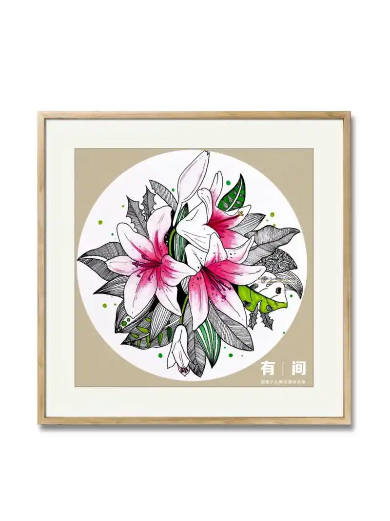 10-12岁线描装饰画《悠悠百合香》 教学目的 通过观察图片与百合花的