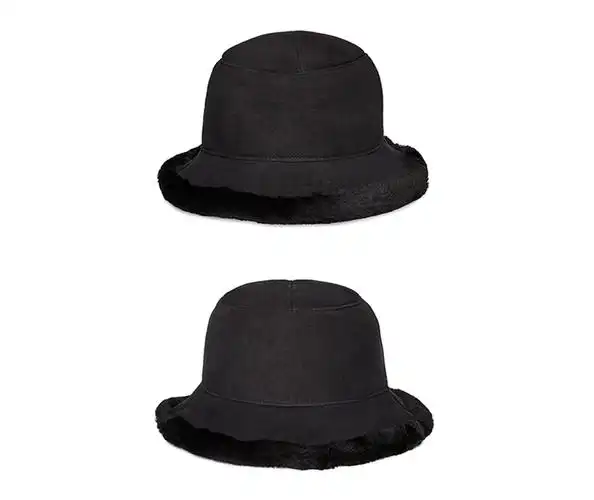 新款宽檐圆顶皮毛一体帽子冬季盆帽渔夫帽圆筒百搭保暖时尚帽栗色支持