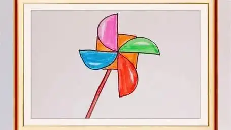 用十字画风车一看就会,简笔画风车教程#一起学画画