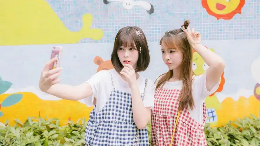 闺蜜小清新美女写真桌面壁纸1