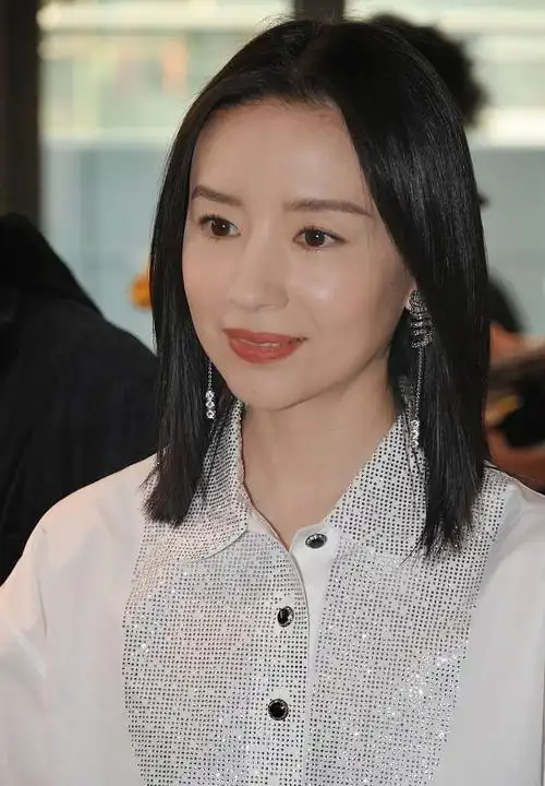 原创41岁董洁脸部尖削气质依旧,镶钻衬衫配开叉裙,越来越有贵妇味