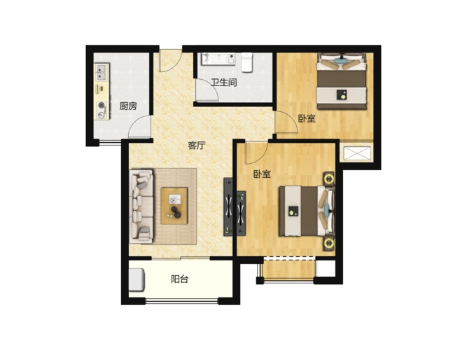 绿城佳苑2室1厅1卫户型图
