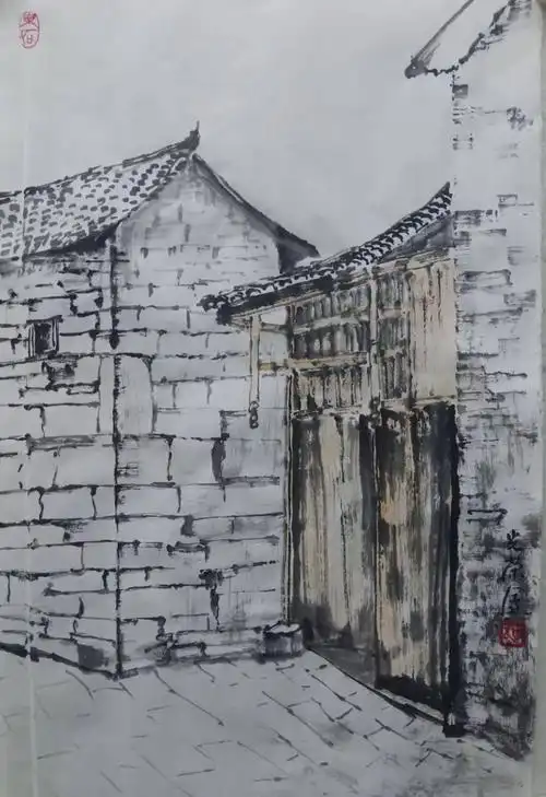几年间安顺这位六旬老人画了百余幅屯堡老房子水墨画