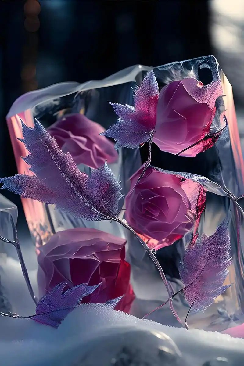 浪漫至死不渝,这么浪漫的冰封玫瑰当然是分享给你啦!#手机壁纸 - 抖音